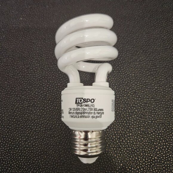 SET OF 3 TOSPO 13 WATT, 2700K & 900 LUMEN SPIRAL COMPACT FLUORESCENT LIGHT BULBS - Picture 2 of 14